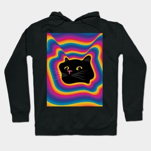 curious black cat with yellow eyes Hoodie